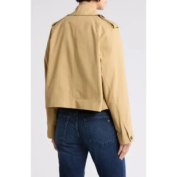 RAG & BONE Talia Khaki Crop Trench Jacket - Picture 2 of 10
